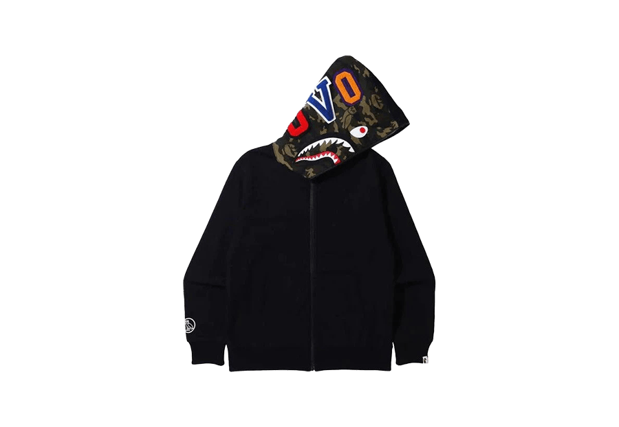 BAPE OVO Woodland Camo Shark Reversible Full Zip Hoodie Black